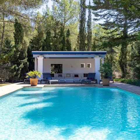 Splash around in the private swimming pool