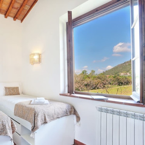 Take in the wonderful views over the grounds and Tuscan countryside