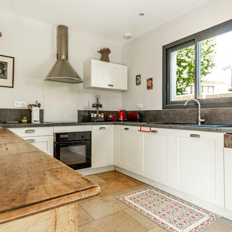 Cook up your own French feast in the well-appointed kitchen