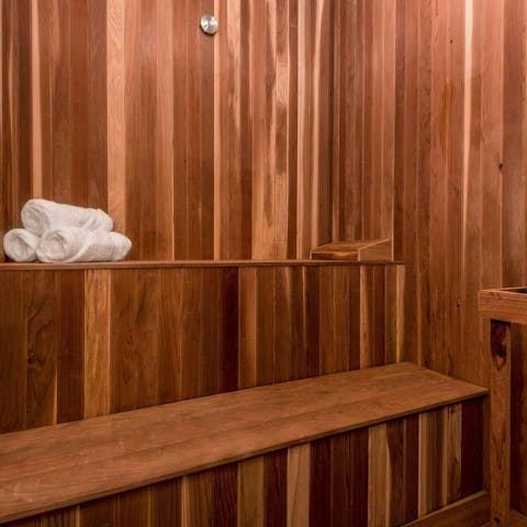 Feel a wonderful sense of wellbeing after a session in the sauna
