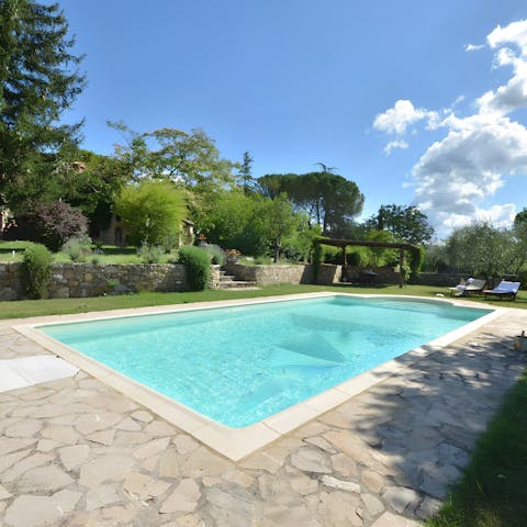 Take a refreshing dip in the private pool to cool off in the Tuscan heat
