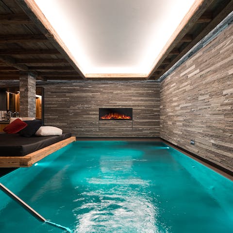 Relax by the indoor private pool before taking a dip