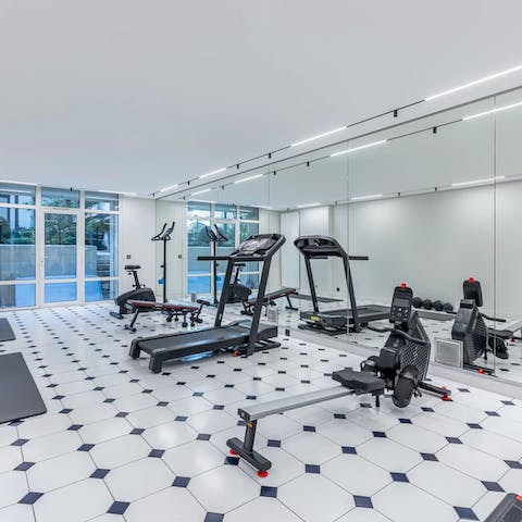 Keep on top of your game in the private gym in the basement
