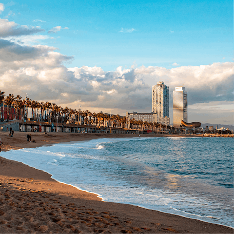 Feel the fresh sea air of Rambla de Mar – a twelve–minute walk