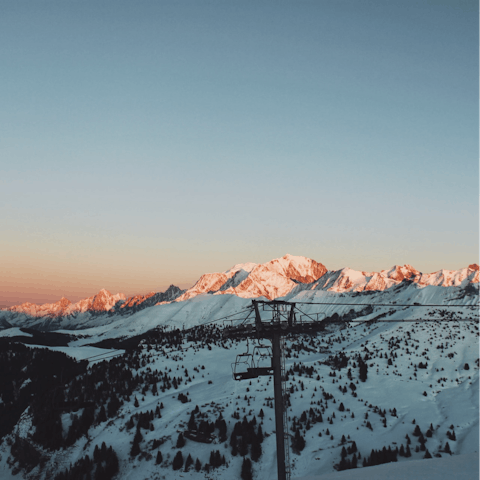 Walk three minutes to the ski lift and head up to Megève's slopes