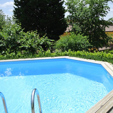 Cool off with a quick dip  in the uniquely shaped pool