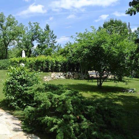 Stroll the flower-filled garden that comes with a vegetable and herb patch