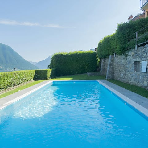 Swim in the communal pool to cool off in the heat