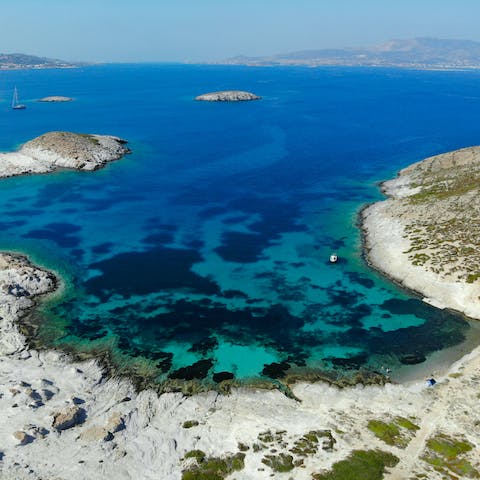 Hop on a local ferry to the tranquil island of Antiparos, just half an hour away