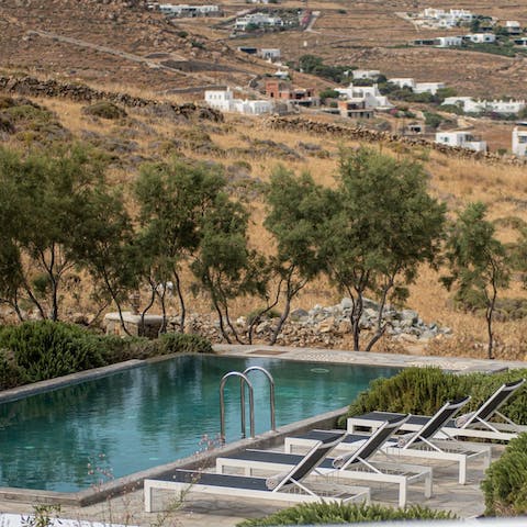 Take a refreshing dip in the pool while taking in the country views