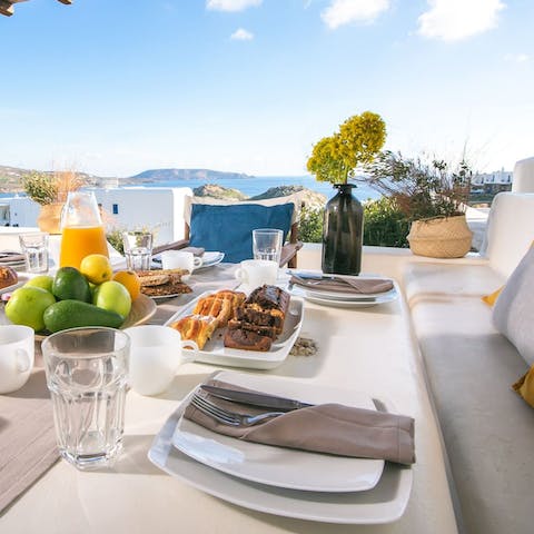 Indulge in some homemade Greek cuisine at the alfresco dining area