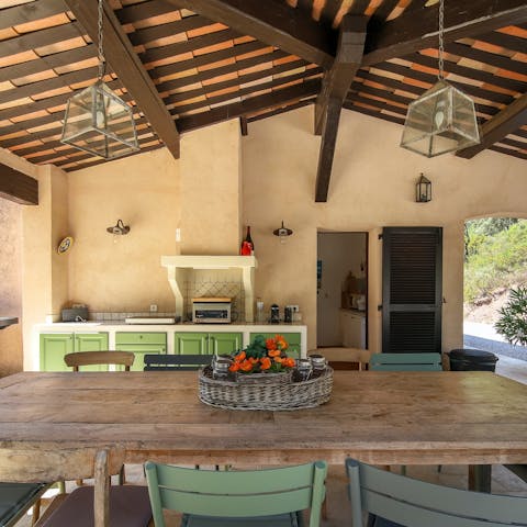 Grill up some merguez and brochettes in the summer kitchen