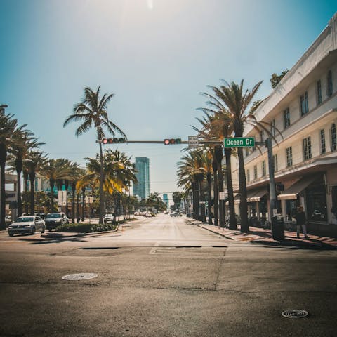 Cruise fifteen minutes to see Ocean Drive