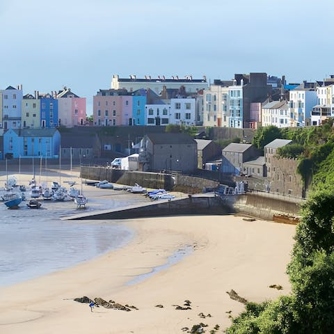 Enjoy the sandy beaches of Tenby, the nearest just a short stroll away