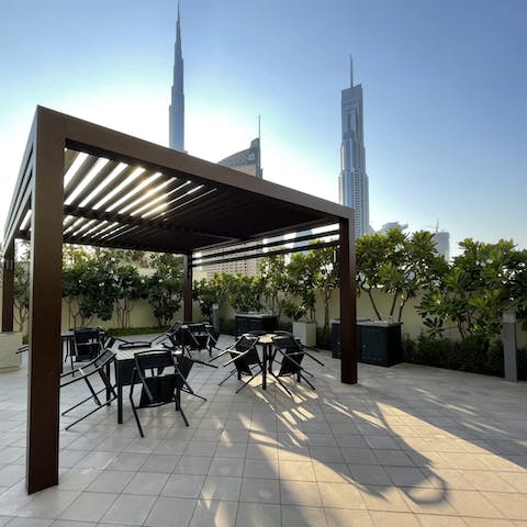 Barbecue to your heart's content in the outdoor, communal dining area while enjoying brilliant Burj Khalifa views