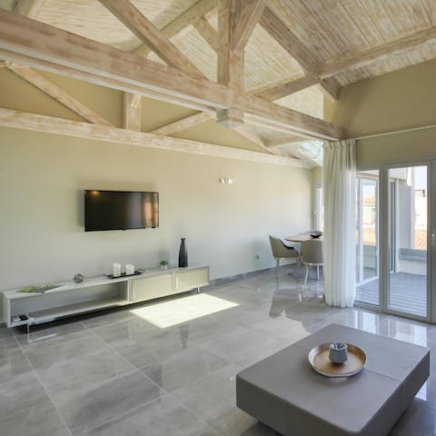 Enjoy high-ceilings - and a rustic vibe