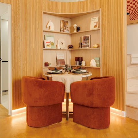 Enjoy romantic meals at home in the chic dining corner
