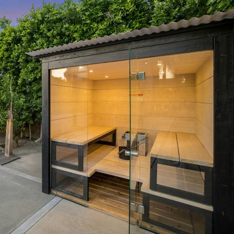 Relax in the private sauna after a workout at the private gym