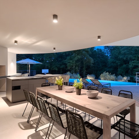 Dine alfresco with meals prepared in the outdoor kitchen