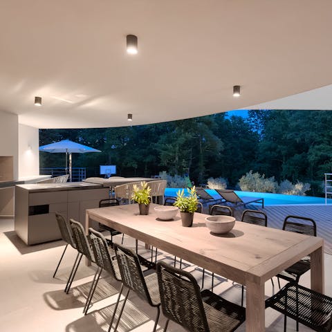 Dine alfresco with meals prepared in the outdoor kitchen