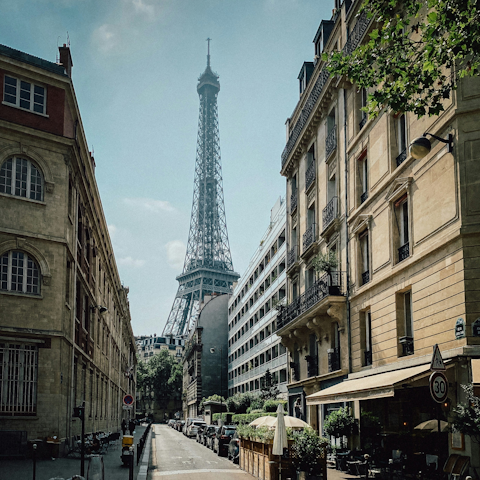 Make the five-minute walk to the Eiffel Tower