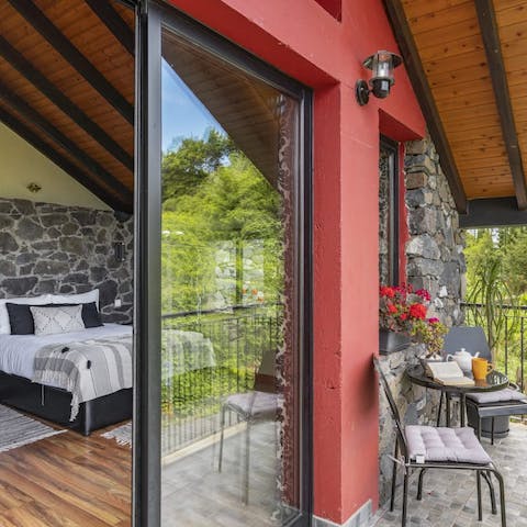 Step right onto the balcony from the main bedroom and enjoy a cup of coffee