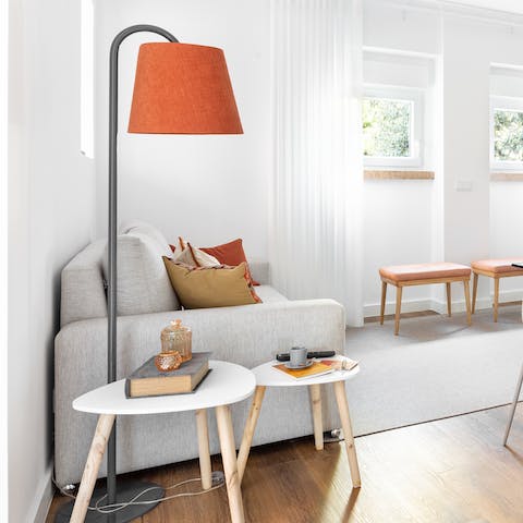 Pick up a book and settle down on the plush sofa in the bright lounge