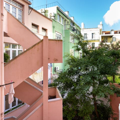 Gaze out of your windows at colourful views of the neighbouring buildings and trees
