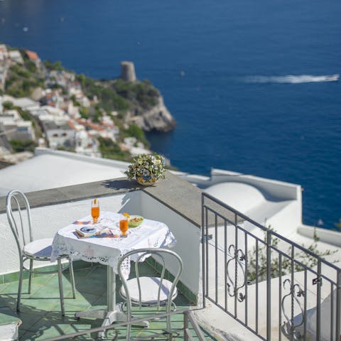 Sip your morning coffee overlooking the sparkling Mediterranean