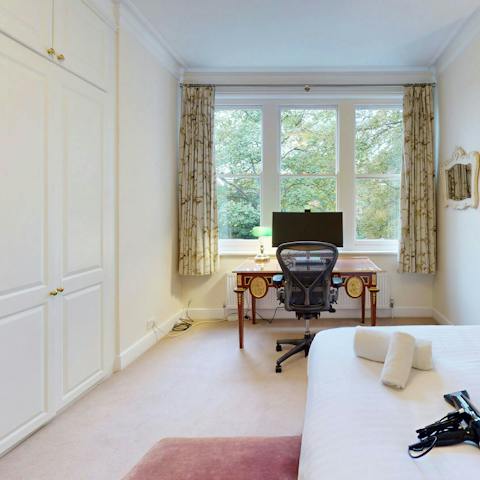 Catch up on emails at the dedicated desk area