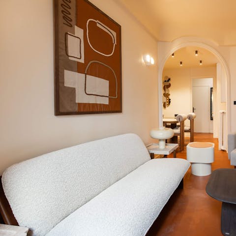 Read your guidebook in the chic living area