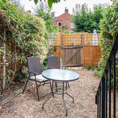 Enjoy alfresco breakfast on sunny days in your quaint private garden