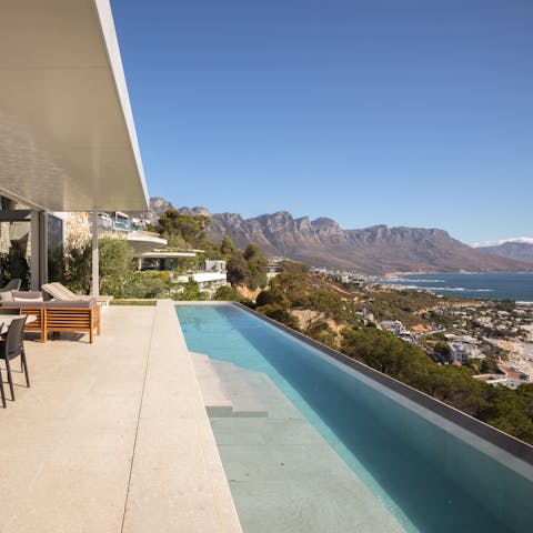 Take in the mountain views from the private infinity pool