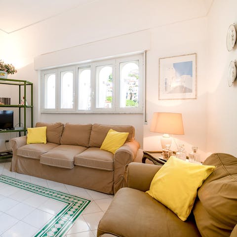 Curl up on the sofa after a day exploring the Amalfi