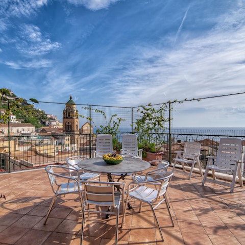 Enjoy breakfast with stunning sea views from the rooftop terrace