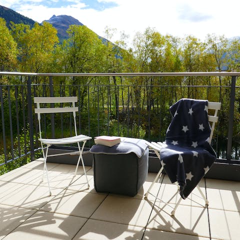 Sip your morning coffee overlooking a mountain view
