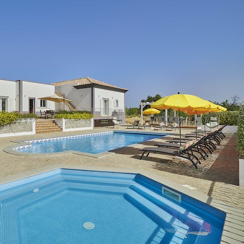 Claim one of the sun loungers and bask in the sun, cooling off with a dip in the pool