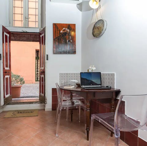 Start mornings with fresh coffee and pastries at the table before setting off for a day of adventure