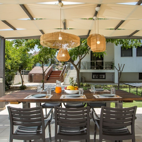 Share a leisurely lunch on the shaded terrace