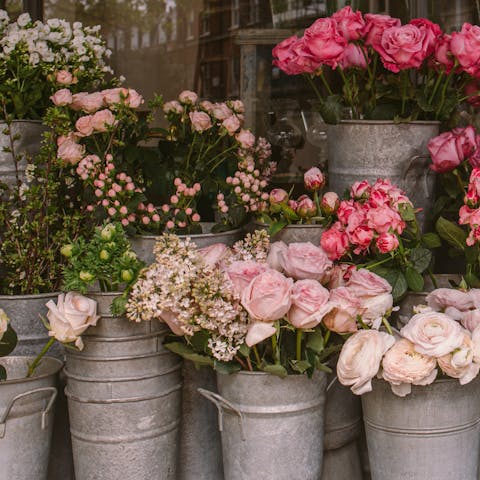 Visit the nearby farmers' market and pick up some flowers or fresh produce