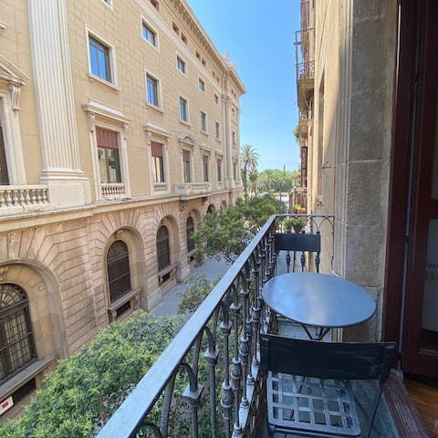 Enjoy a nice glass of wine on the balcony after a day of exploring the city, taking in the view before dinner