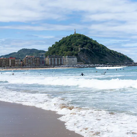 Paddle the shores of Zurriola Beach, just nine minutes on foot