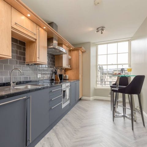 Cook in the well-equipped kitchen or dine out nearby