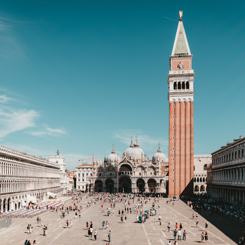 Explore Piazza San Marco, just three stops away on the vaporetto (a nine-minute ride)