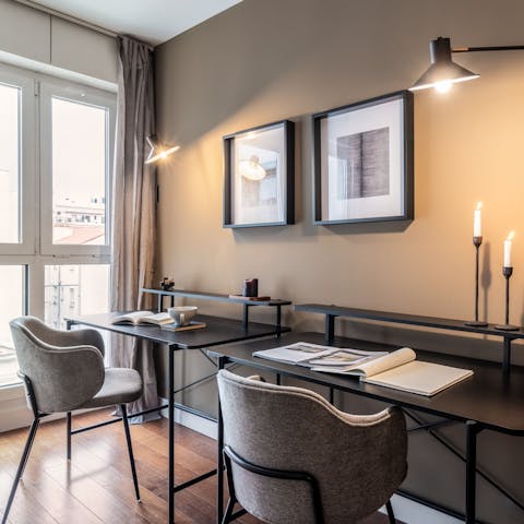 Catch up on work in the dedicated office space