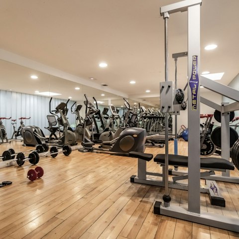 Keep up with your fitness routine in the on-site gym