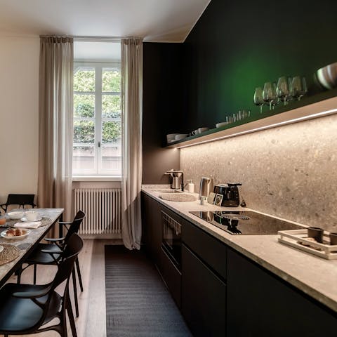 Make your favourite recipes at home in the sleek kitchen