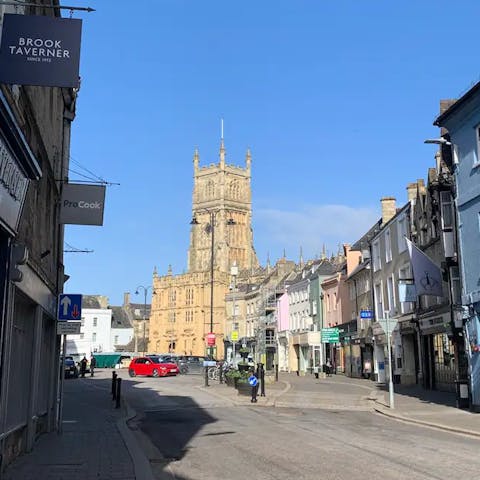 Sample the independent boutiques in the heart of Cirencester, a seven-minute walk away