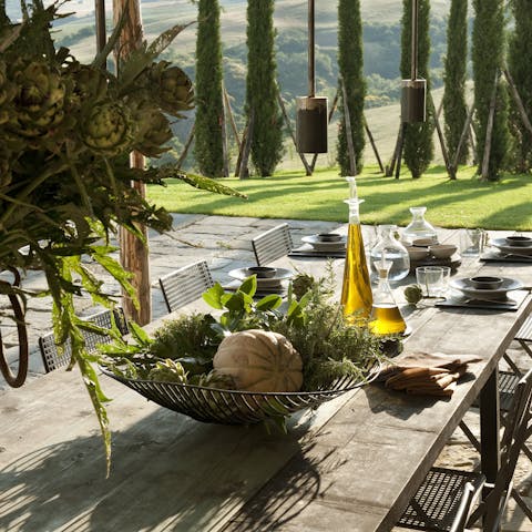 Dine alfresco in the picture-perfect gardens