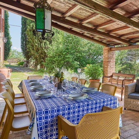 Dine on truffle dishes on the covered gazebo